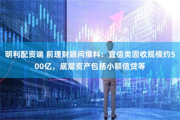 明利配资端 前理财顾问爆料：宜信类固收规模约500亿，底层资产包括小额信贷等